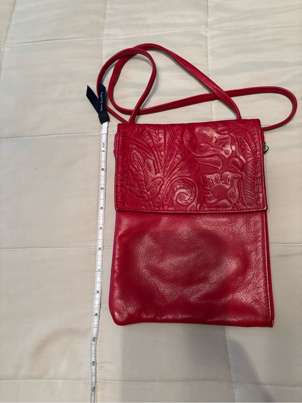 Lew N Me Colorado Handbags Red Embossed Leather Crossbody Bag - Picture 2 of 7
